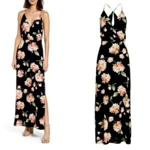 Lush floral maxi dress with slit